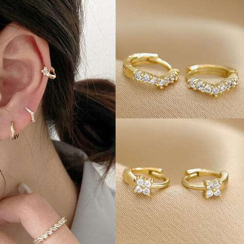 Fashion Stainless Steel Small Cartilage Stud Earring Cubic Zirconia Helix Tragus Conch Screw Back Earring Piercing Jewelry