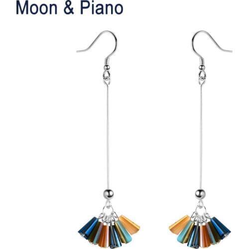 Asymmetric Personality Trendy Candy Shape Tassel Earrings 925 Sterling Silver Ear Hook Fashion Jewelry Drop Earring For Women