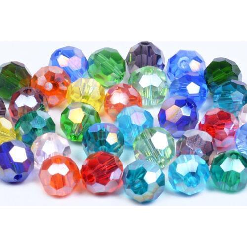Mixed 32 Faceted Ball Austrian crystal beads 4 6 8 mm Football Loose Spacer Beads for Men Jewelry Bracelet Necklace Making DIY