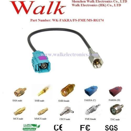RF cable assembly: FAKRA female straight to FME male straight with RG174 cable