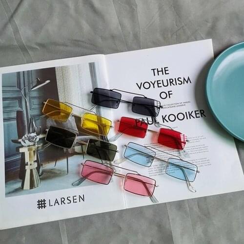 American Style Vintage Small Square Glasses Metal Womens Sunglasses Ocean Lenses Luxury Designer Men Driving Decorative Glasses