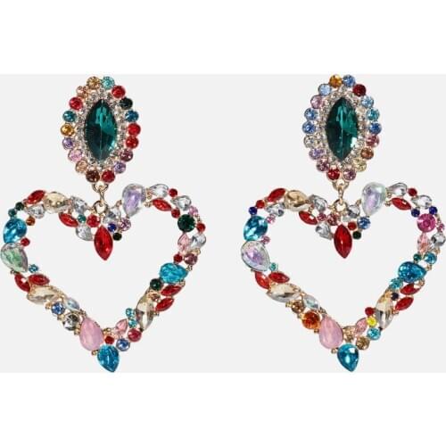 JURAN ZA Drop Earrings Jewelry Earrings Classic Lady Big Brand Earrings Baroque Heart Earrings Large Full Rhinestone Hot Bijoux