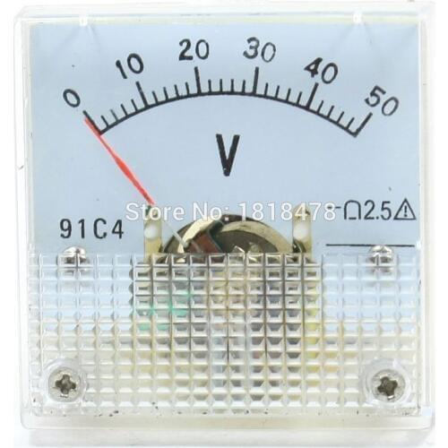 DC voltmeter 0-50V 91C4 DC 0-50V Analog Voltage Panel Meter Voltmeter 45*45mm