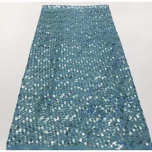 High Quality Handmade African Lace Fabric Nigerian Lace Fabrics With 3+5CM Sequins Elasticated Net French Net Tulle Lace Fabric