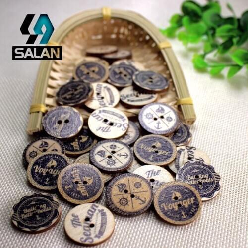 WB-0053 Free shipping wholesale/retailed 15pcs/lot round printed wooden buttons for children clothing DIY gift