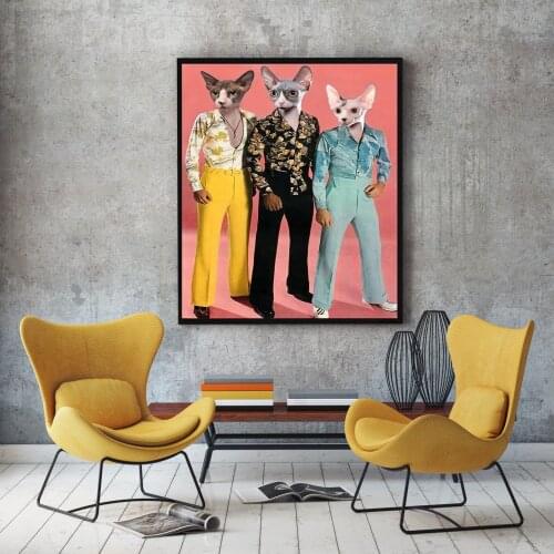 Yellow Brown and Blue Fashion Character Animal Gentleman Dog Wall Art Childrens Room Living Room Home Decor Retro Poster Prints
