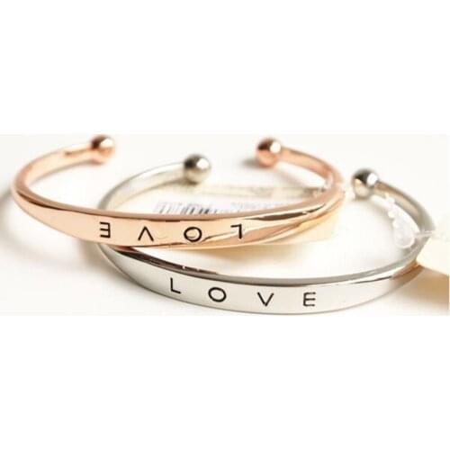 Gold/silver Plated Love Bracelet Customized Letter Bracelet Fashion Open Jewelry Charm Cuff Bangle Gift For Women Men