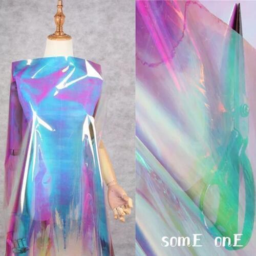 0.2mm Iridescent TPU Fabric Rainbow Laser PVC Waterproof DIY Patchwork Crystal Bags Clothes Art Decor Plastic Designer Fabric