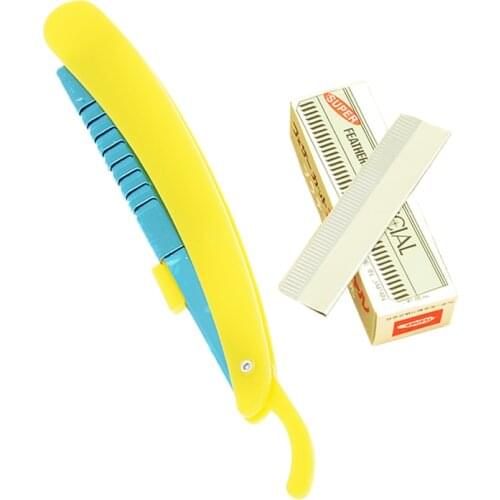 Meisha 1Pcs Women Eyebrow Hair Removal Safety Razor Brow Trimmer Shaper Shaver Beauty Tools Stainless Steel 10Pcs Blades HC0010