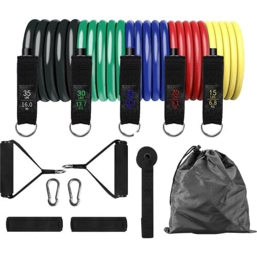 13PC Fitness Resistance Bands Set Stackable Exercise Bands Workout Elastic Pull Rope Belt Portable Stretching Strength Training