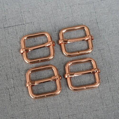 20 Pieces 20mm Rose Gold Metal Accessories DIY Shoulder Leather Bag Strap Belt Web Rectangle Adjust Tri-glide Pin Buckle Slider