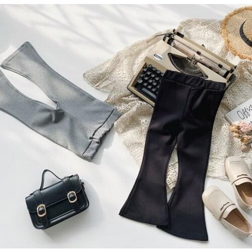 2021 Spring Kids Trousers 2-8 Y Toddler Girls Fashion Casual Boot Cut Pants Baby Korean Solid Flare Pants For Girls Kids Clothes