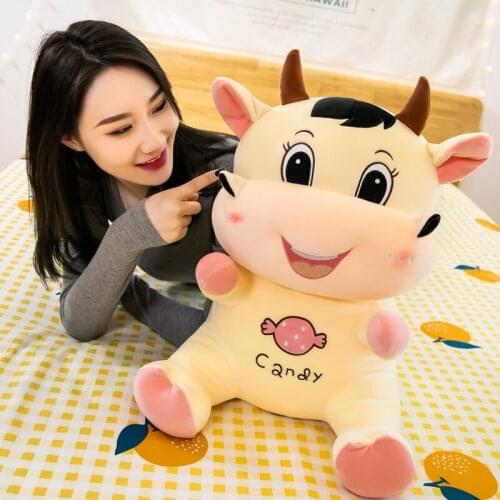 25/35cm Cute Cartoon Candy Cow Doll Plush Toy Soft Stuffed Cattle Animals Pillow Room Sofa Decor for Kids Children Friend Gift