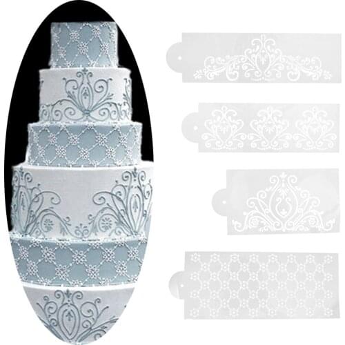 4pcs Princess Flower Cookie Fondant Lace Mold Cake Stencil