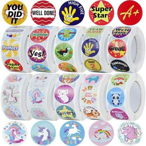 500pcs Cartoon Unicorn Animal 1inch Childrens Reward Stickers Gift Labels for Stationery Scrapbooking Decoration Seal Stickers