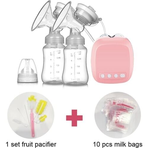 Automatic Smart Double-Bottle Breast Feeding Pump with Baby Pacifier and Milk Bags