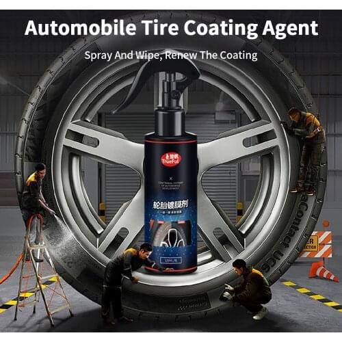 120ml Car Tire Shine Spray Car Wheel Tire Cleaning Refurbishing Agent Car Paint Coating Polishing Cleaner Auto Tire Restoration