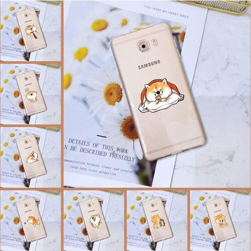 Phone Case For Samsung Galaxy C5 C7 C9 Pro Case Silicone Cute Dog Kawaii Shiba Inu Soft Back Cover For Samsung Galaxy C5 C7 C8