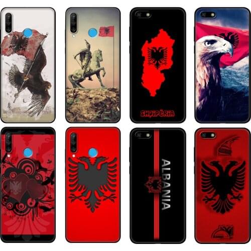 Black tpu Case For Huawei Honor 20 Lite 10 10i 20S 30S 30 Case Honor 7A 5.45 7s 7C 5.7 Case Cover Albania flag
