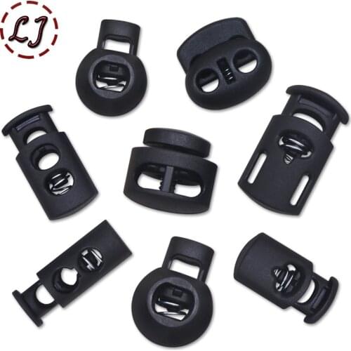 New 10pcs Cord Lock Plastic Stopper Cord Ends Toggles Clip Buckle Button Black Frost Shoelace Sportswear DIY Bag Accessory