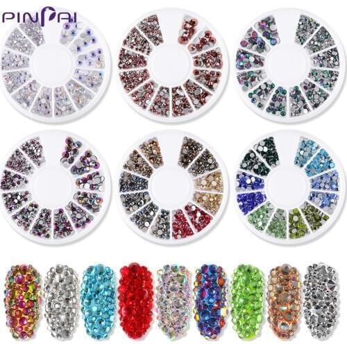 New 12 Mixed Styles Chameleon AB Color Clear Crystal Nail Rhinestones 3D Shining Nail Art Decoration Gems Manicure Salon Tools