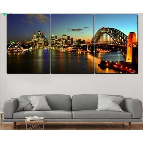 3pcs City Night bridge Modern Wall Art diamond painting full square round diamond Embroidery for Living Room ChristmasZP-2711