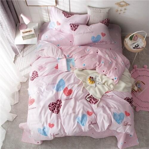 Lovely Heart Bedding Set Duvet Cover Set Pillowcase Home Textiles 2/3pcs Bed Linen King Queen Size Dropship