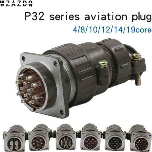 Aviation Plug Socket Round Connector P32 Series 4.8.10.12.14.19Core Diameter 3Aviation Plug Socket Round Connector Diameter 32MM
