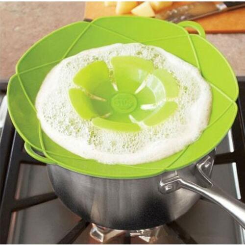 Multi-function Cooking Tools Flower Silicone lid Green Spill Stopper Silicone Lid Cover For Pot Pan 10" for Microwave Freezer