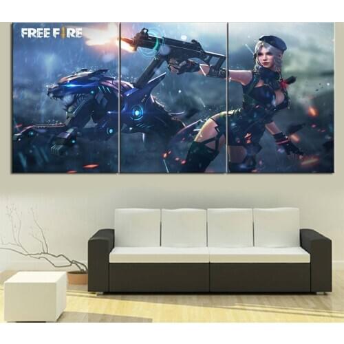 Home Decor Modular Canvas Picture 3 Garena Free Fire Joula Game a living room Poster Home wall Canvas Painting Wholesale
