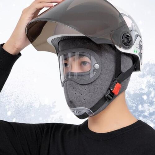 Men Windproof Anti Dust Face Mask Cycling Ski Breathable Masks Fleece Face Shield Hood Cap with Goggles Cycling Cap Balaclava