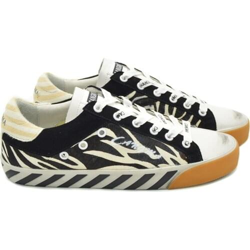 CANGMA Luxury Brand Designer Men Sneakers VintageBlack White Stripes Horsehair Shoes Male Vulcanized Sneaker