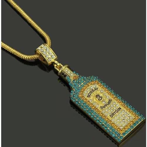 Stereo Color Set With Diamond Bottle Pendant Necklace Personality Mens Fashion Pendant Jewelry