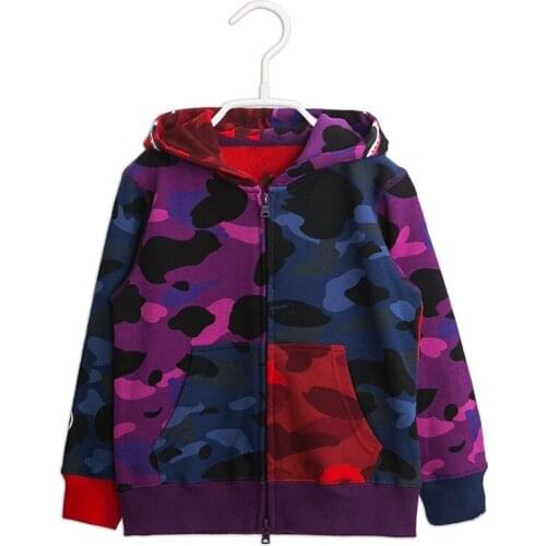 2020 Fashion New Kids Boy Girls Camo Animal Purple & Red Regular Hoodie Tops Coat Casual Jacket