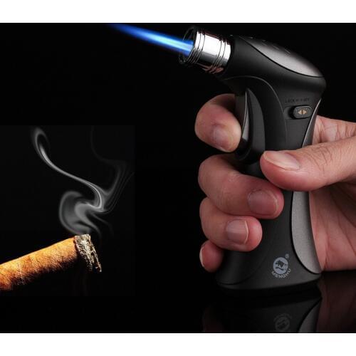 New Torch Turbo Cigar Lighter Spray Gun Jet Butane Pipe Lighter Cigarette 1300 C Fire Windproof Lighter No Gas Child safety lock