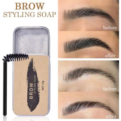 New Arrival Eyebrow Soap Wax With Brush Fluffy Feathery Eyebrows Pomade Gel For Eyebrow Styling Makeup Soap Brow Sculpt Lift