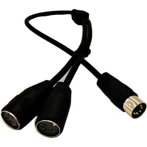 One Pair of Two Audio MIDI 5-pin 5-pin DIN Male To 2 5-pin DIN Female Connector Cable 0.5 M