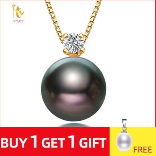 NYMPH 18k Gold Necklace Pendant Pearl Jewerly Natural Black Tahitian Pearl Fine Jewelry Anniversary Party For women [DZ1012]