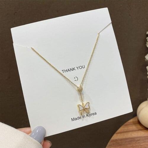 Titanium Steel Chains Butterfly Fritillary Clavicle Necklaces For Women Korean Zircon Pendant Necklace Fashion Jewelry Wholesale