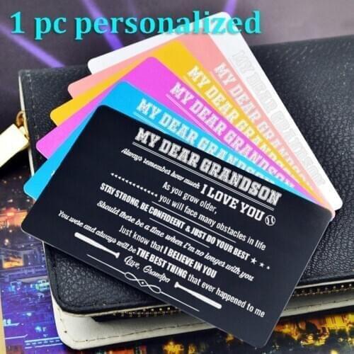 Personalized Metal Wallet Card Insert Custom Laser Engraved Message Card Romantic Gift Hand Writting Love Greeting Card KP034