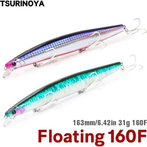 TSURINOYA Ultra-long Casting 163mm 31g Floating Minnow Fishing Lure STINGER DW110 Artificial Seabass Hard baits Sea Fishing Lure