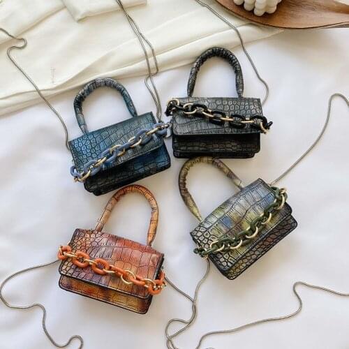 PU Mini Totes Acrylic Chain Retro Crossbody Pouch Popular Simple Female Daily Bag Serpentine Women Shoulder Bags