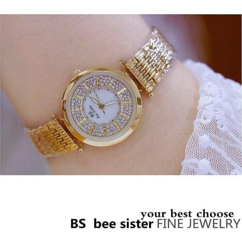 Luxury Fashion Brand Stainless Steel Women Watch Gilding Bracelet on Hand Bling Diamand Best Selling Wrist Watches for Women