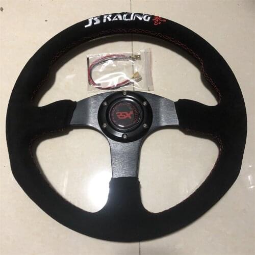 JS RACING Steering Wheel 13inch Genuine Leather Velvety Skin Volante Voiture TRDI PC Burrency BMW VW AUDI BENZ HONDA TOYOTA