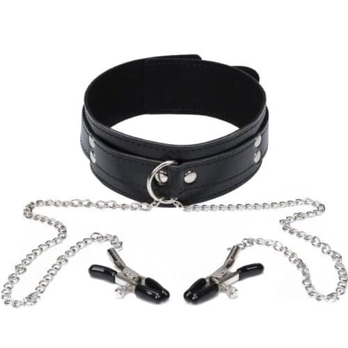 Sexy Choker Collar BDSM Bondage Nipple Clamps Punk Cosplay Exotic Necklace Sex Toys for Women Adult Games Sex Products