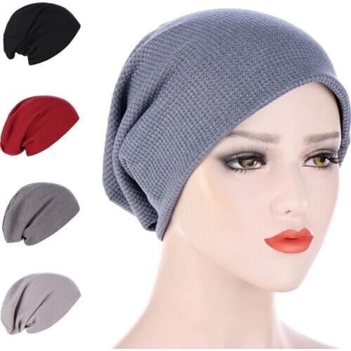 Resuable Ski Caps Unisex Head Beanie Hip hop Cap Muslim Baotou Cap Headscarf Head Cover Turban Bonnet Hat Fashion Rasta Caps