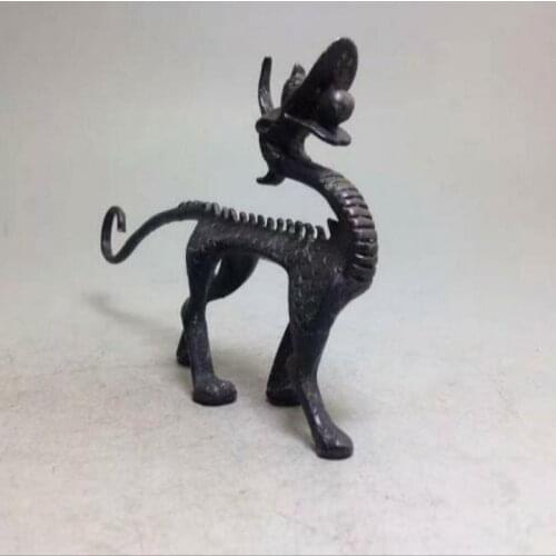 Old Chinese bronze Carved luck dragon Statues