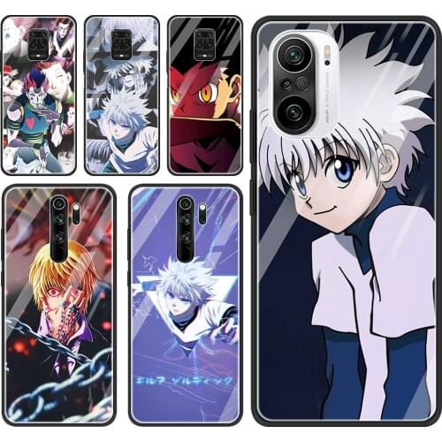 Glass Case For Xiaomi Redmi Note 9 9S 10 8 Pro 7 9C K40 Mi Poco X3 NFC 10T Lite 9T 11 Phone Cover Fundas Hunter X Hunter Killua