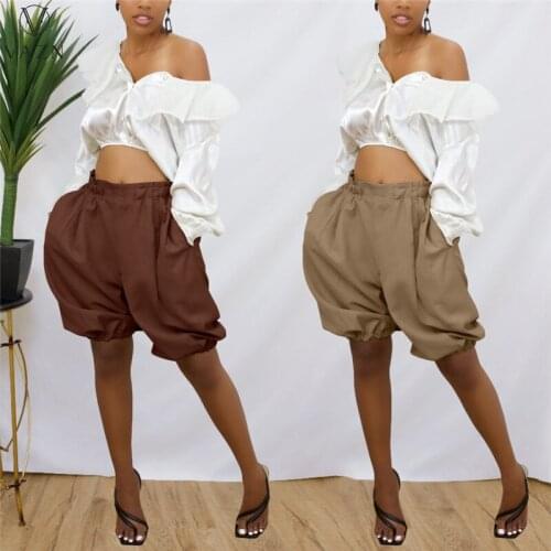 VAZN 2021 Early Autumn Free Chiffon Casual Solid Yong Short Pants Joker Simple Style Women Loose Short Pants