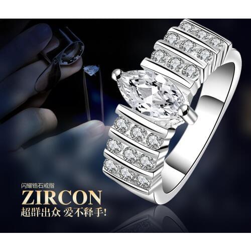 Three rows of zircon Ring Silver plated color Rings For Women Jewelry jewellery Anel Anillos Aneis Bague Anelli LOVE GIFT